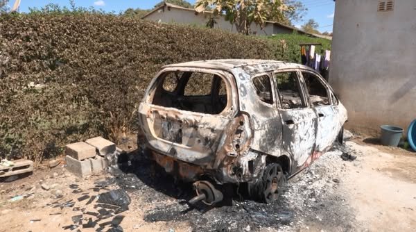 vehicle burnt by fire in bindura
